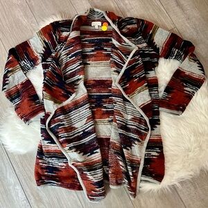 LUCKY BRAND | Soft Tribal Open-Front Drape Cozy Cardigan (L)